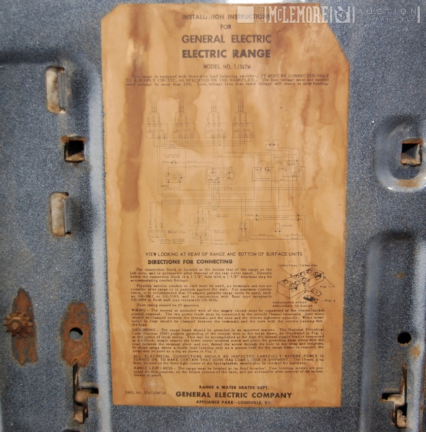 vintage GE electric range (?amps) to a 50 amp breaker DIY Home